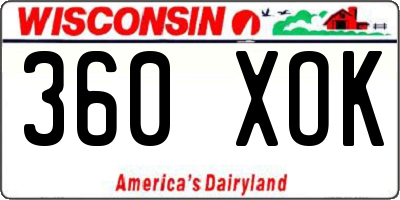 WI license plate 360XOK