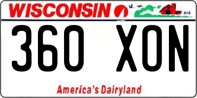 WI license plate 360XON