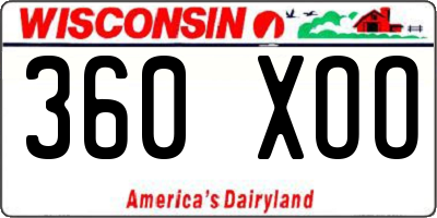 WI license plate 360XOO