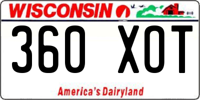 WI license plate 360XOT