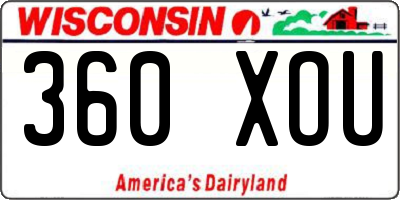 WI license plate 360XOU