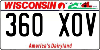 WI license plate 360XOV