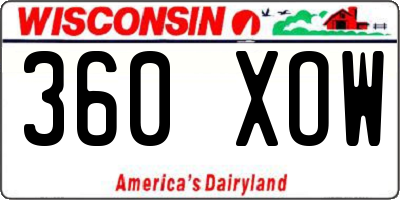 WI license plate 360XOW