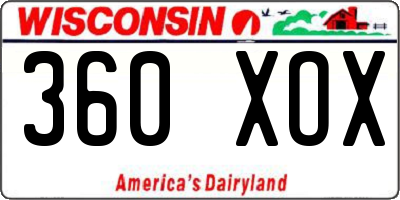 WI license plate 360XOX