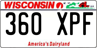 WI license plate 360XPF