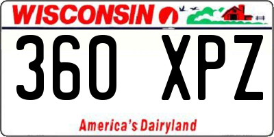 WI license plate 360XPZ