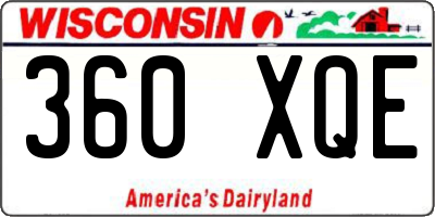 WI license plate 360XQE