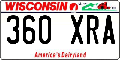 WI license plate 360XRA