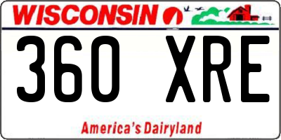 WI license plate 360XRE
