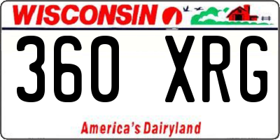WI license plate 360XRG