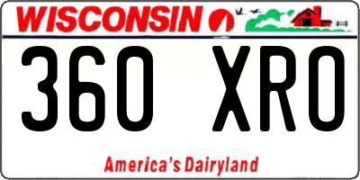 WI license plate 360XRO