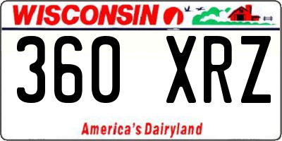 WI license plate 360XRZ