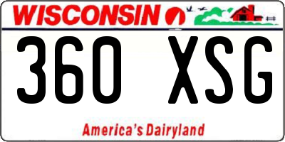WI license plate 360XSG