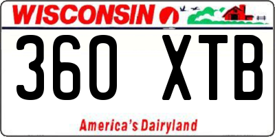 WI license plate 360XTB