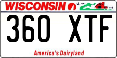 WI license plate 360XTF