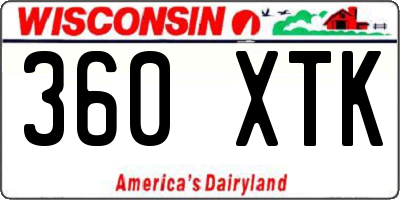 WI license plate 360XTK
