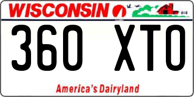 WI license plate 360XTO