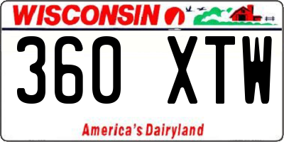 WI license plate 360XTW