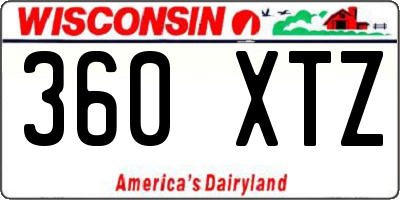WI license plate 360XTZ