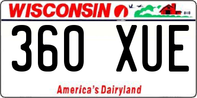 WI license plate 360XUE