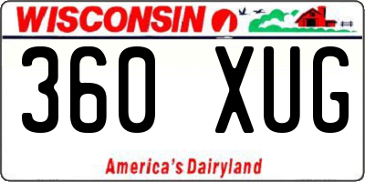 WI license plate 360XUG