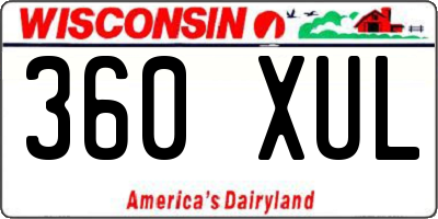 WI license plate 360XUL
