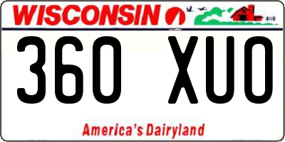 WI license plate 360XUO