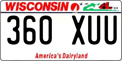 WI license plate 360XUU