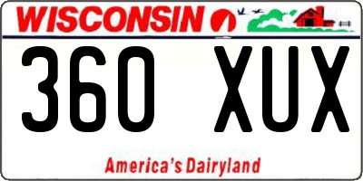 WI license plate 360XUX