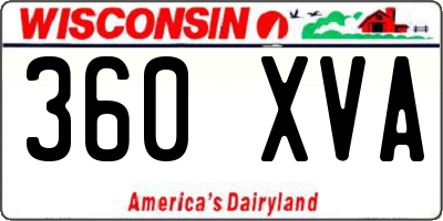 WI license plate 360XVA