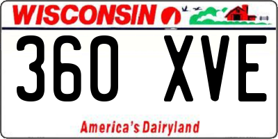 WI license plate 360XVE