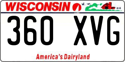 WI license plate 360XVG