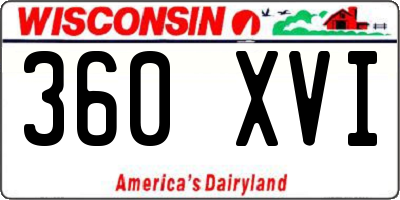WI license plate 360XVI