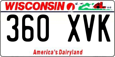 WI license plate 360XVK