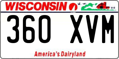 WI license plate 360XVM