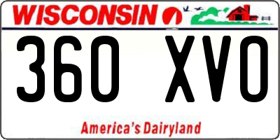 WI license plate 360XVO