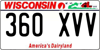WI license plate 360XVV
