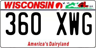 WI license plate 360XWG