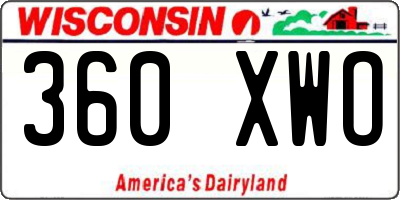 WI license plate 360XWO