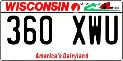 WI license plate 360XWU