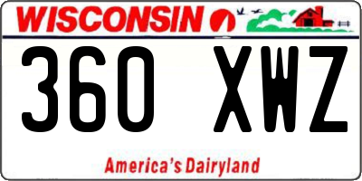 WI license plate 360XWZ