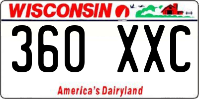 WI license plate 360XXC