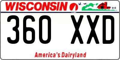 WI license plate 360XXD
