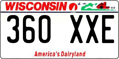 WI license plate 360XXE