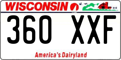 WI license plate 360XXF