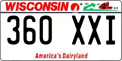 WI license plate 360XXI