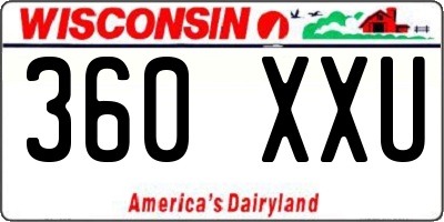 WI license plate 360XXU