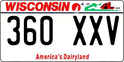 WI license plate 360XXV