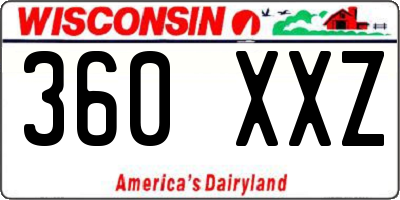 WI license plate 360XXZ