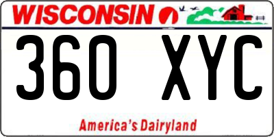 WI license plate 360XYC